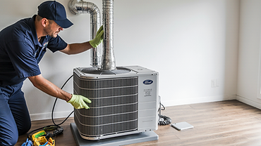 Technician performing air duct cleaning in Jacksonville FL home