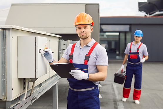 Technician inspecting HVAC system