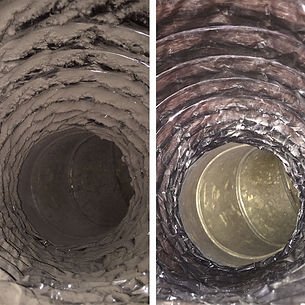 Dust buildup inside air duct before and after professional air duct cleaning in Jacksonville, FL